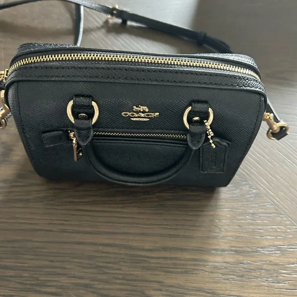 Coach Black Mini Satchel Crossbody Bag with Gold Accents 7x4 EXCELLENT CONDITION - Picture 5 of 11
